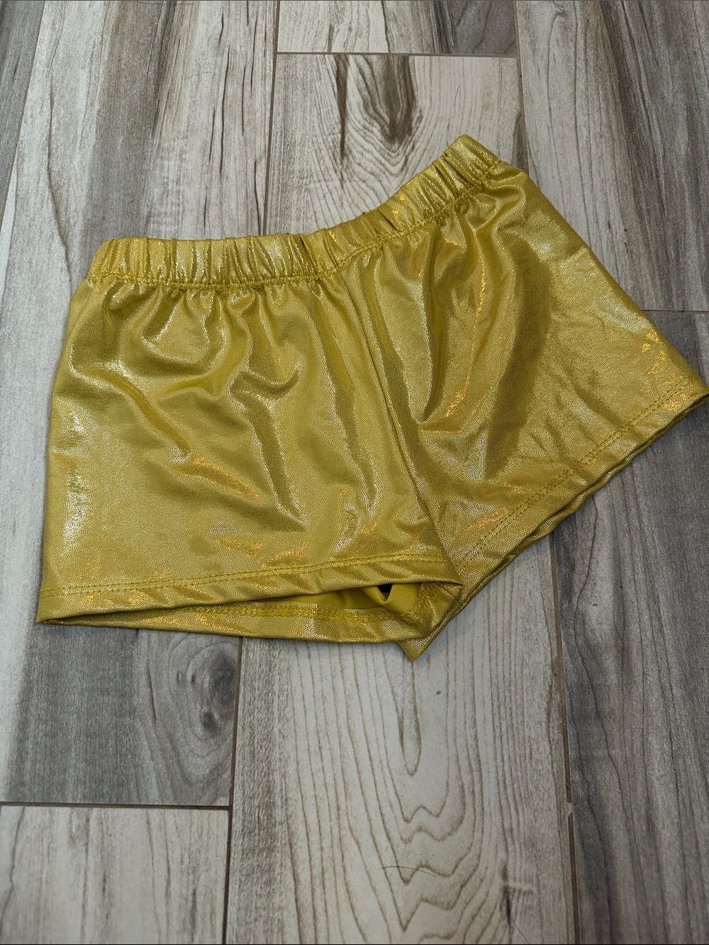 Metallic Gold Kids Elastic Waist Shorts